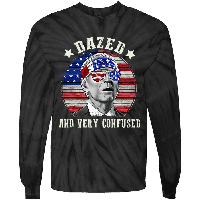 Funny Joe Biden Dazed And Very Confused 4th Of July 2024 Tie-Dye Long Sleeve Shirt