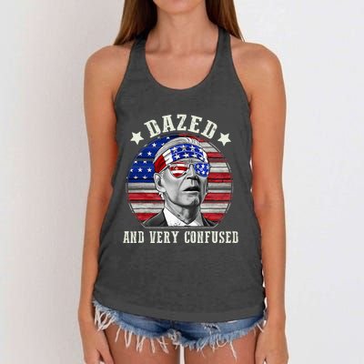 Funny Joe Biden Dazed And Very Confused 4th Of July 2024 Women's Knotted Racerback Tank