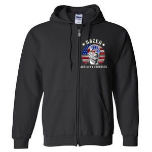 Funny Joe Biden Dazed And Very Confused 4th Of July 2024 Full Zip Hoodie