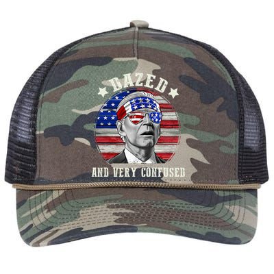 Funny Joe Biden Dazed And Very Confused 4th Of July 2024 Retro Rope Trucker Hat Cap