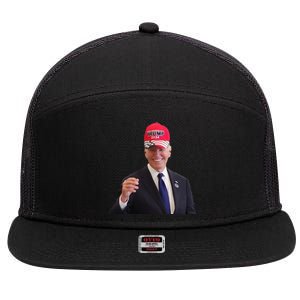 Funny Joe Biden Dons Trump 2024 Cap Wear A Trump Hat Gift 7 Panel Mesh Trucker Snapback Hat