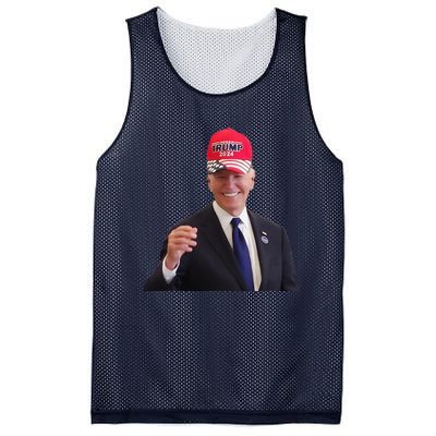 Funny Joe Biden Dons Trump 2024 Cap Wear A Trump Hat Gift Mesh Reversible Basketball Jersey Tank