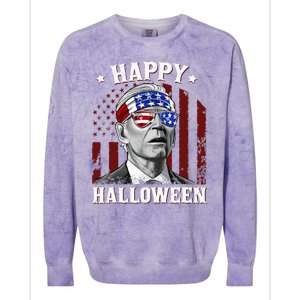 Funny Joe Biden Happy Halloween Confused 4th Of July 2024 Colorblast Crewneck Sweatshirt