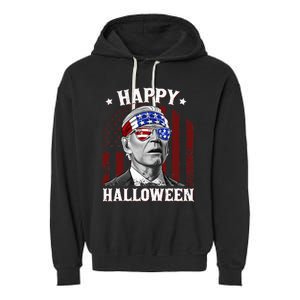 Funny Joe Biden Happy Halloween Confused 4th Of July 2024 Garment-Dyed Fleece Hoodie