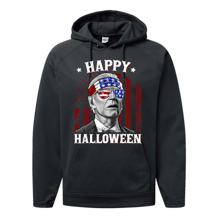 Funny Joe Biden Happy Halloween Confused 4th Of July 2024 Performance Fleece Hoodie