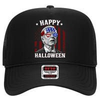 Funny Joe Biden Happy Halloween Confused 4th Of July 2024 High Crown Mesh Back Trucker Hat