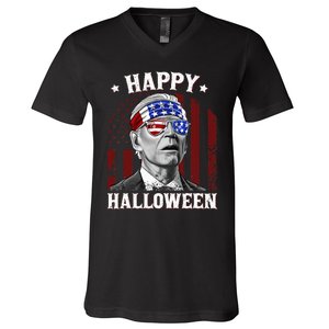 Funny Joe Biden Happy Halloween Confused 4th Of July 2024 V-Neck T-Shirt