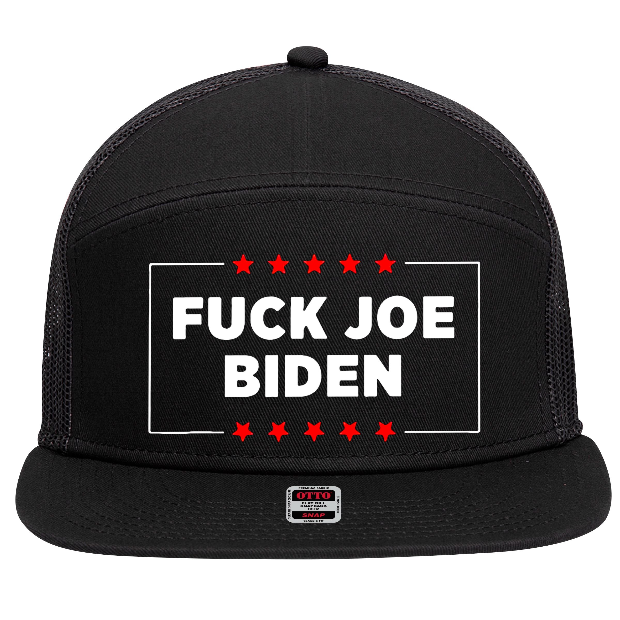Fuck Joe Biden 7 Panel Mesh Trucker Snapback Hat