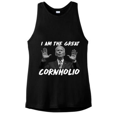 Funny Joe Biden I Am The Great Cornholio Ladies PosiCharge Tri-Blend Wicking Tank