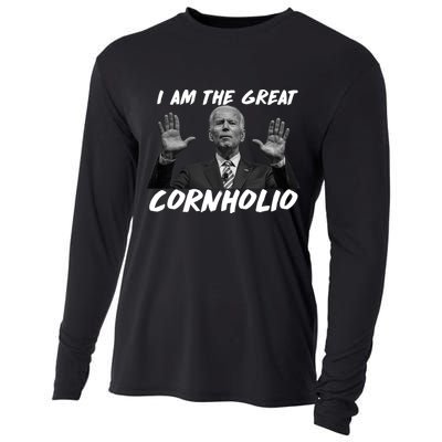 Funny Joe Biden I Am The Great Cornholio Cooling Performance Long Sleeve Crew