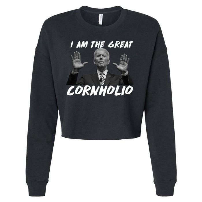 Funny Joe Biden I Am The Great Cornholio Cropped Pullover Crew