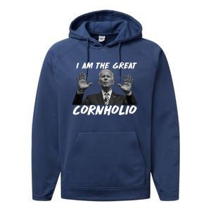 Funny Joe Biden I Am The Great Cornholio Performance Fleece Hoodie