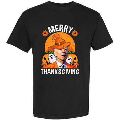 Funny Joe Biden Happy Halloween Merry Thanksgiving Garment-Dyed Heavyweight T-Shirt