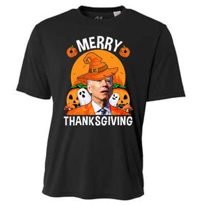 Funny Joe Biden Happy Halloween Merry Thanksgiving Cooling Performance Crew T-Shirt