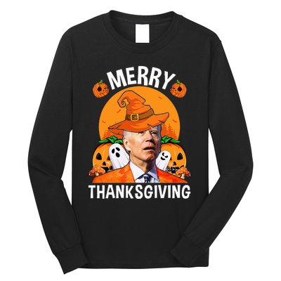 Funny Joe Biden Happy Halloween Merry Thanksgiving Long Sleeve Shirt