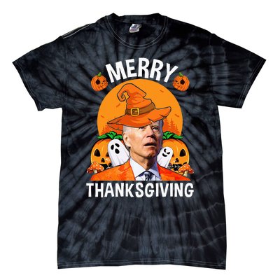 Funny Joe Biden Happy Halloween Merry Thanksgiving Tie-Dye T-Shirt