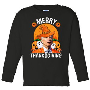 Funny Joe Biden Happy Halloween Merry Thanksgiving Toddler Long Sleeve Shirt