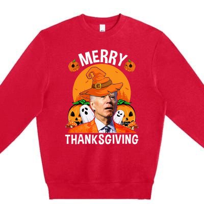 Funny Joe Biden Happy Halloween Merry Thanksgiving Premium Crewneck Sweatshirt