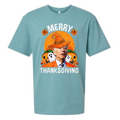 Funny Joe Biden Happy Halloween Merry Thanksgiving Sueded Cloud Jersey T-Shirt