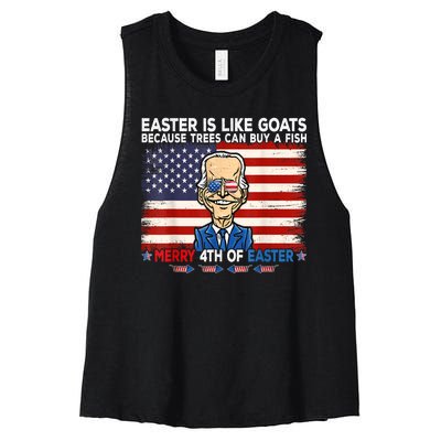 Funny Joe Biden Merry 4th Of Easter Design Fourth Of July Women's Racerback Cropped Tank