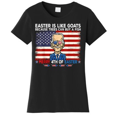 Funny Joe Biden Merry 4th Of Easter Design Fourth Of July Women's T-Shirt