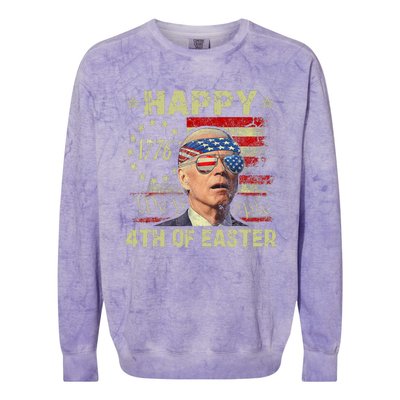 Fun Joe Biden 4th Of July Happy 4th Of Easter Us Flag Colorblast Crewneck Sweatshirt