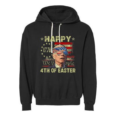 Fun Joe Biden 4th Of July Happy 4th Of Easter Us Flag Garment-Dyed Fleece Hoodie