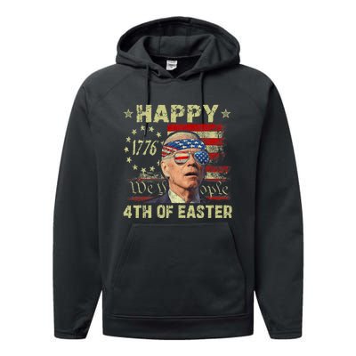 Fun Joe Biden 4th Of July Happy 4th Of Easter Us Flag Performance Fleece Hoodie