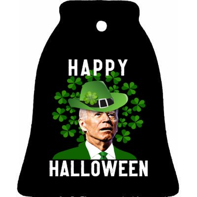 Funny Joe Biden St Patricks Day Confused Halloween Biden Ceramic Bell Ornament