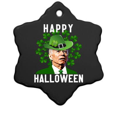 Funny Joe Biden St Patricks Day Confused Halloween Biden Ceramic Star Ornament