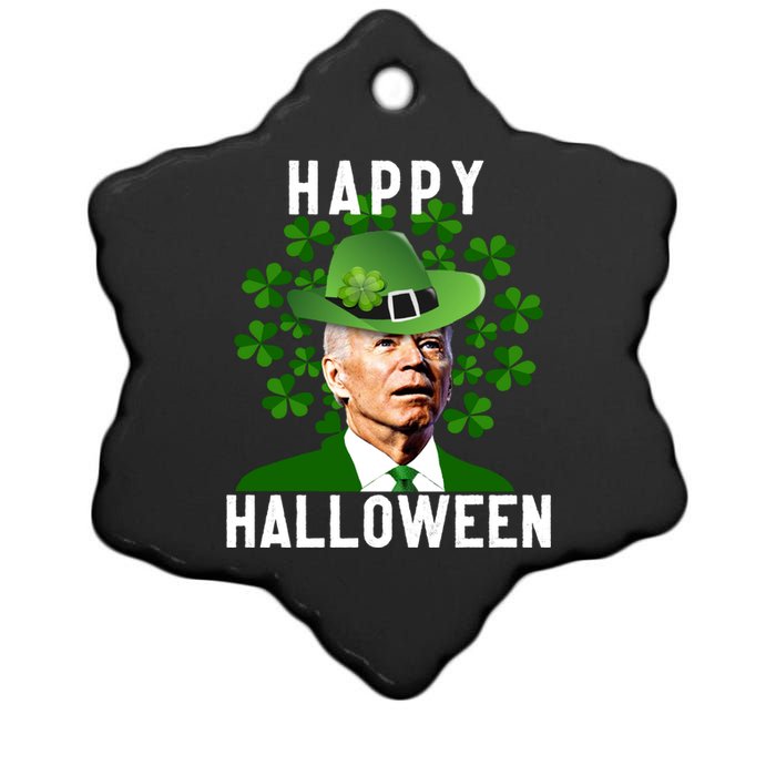 Funny Joe Biden St Patricks Day Confused Halloween Biden Ceramic Star Ornament