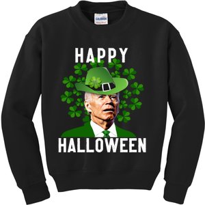 Funny Joe Biden St Patricks Day Confused Halloween Biden Kids Sweatshirt