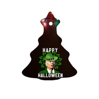 Funny Joe Biden St Patricks Day Confused Halloween Biden Ceramic Tree Ornament