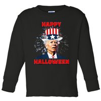 Funny Joe Biden Happy Halloween For Fourth Of July Toddler Long Sleeve Shirt