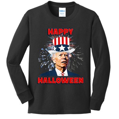 Funny Joe Biden Happy Halloween For Fourth Of July Kids Long Sleeve Shirt