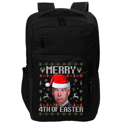 Funny Joe Biden Merry 4th Of Easter Funny Ugly Christmas Impact Tech Backpack