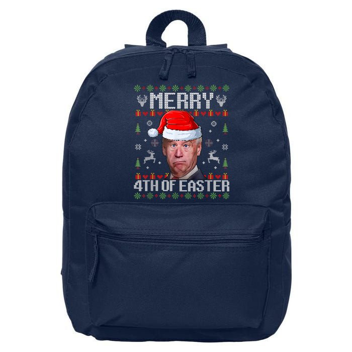 Funny Joe Biden Merry 4th Of Easter Funny Ugly Christmas 16 in Basic Backpack