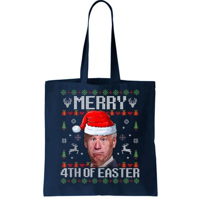 Funny Joe Biden Merry 4th Of Easter Funny Ugly Christmas Tote Bag