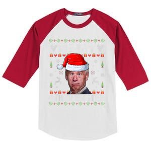 Funny Joe Biden Merry 4th Of Easter Funny Ugly Christmas Kids Colorblock Raglan Jersey