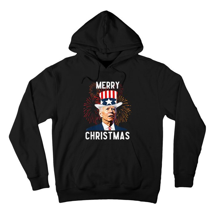 Funny Joe Biden Merry Christmas For Fourth Of July Hoodie