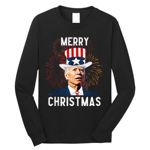 Funny Joe Biden Merry Christmas For Fourth Of July Long Sleeve Shirt