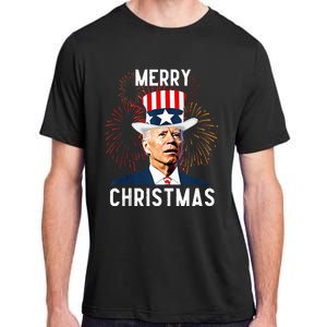 Funny Joe Biden Merry Christmas For Fourth Of July Adult ChromaSoft Performance T-Shirt