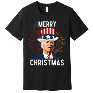 Funny Joe Biden Merry Christmas For Fourth Of July Premium T-Shirt