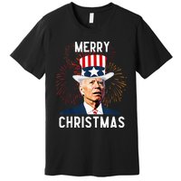 Funny Joe Biden Merry Christmas For Fourth Of July Premium T-Shirt