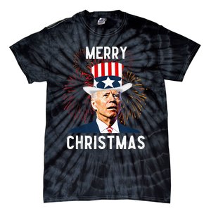 Funny Joe Biden Merry Christmas For Fourth Of July Tie-Dye T-Shirt