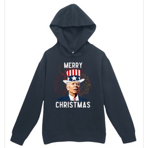 Funny Joe Biden Merry Christmas For Fourth Of July Urban Pullover Hoodie