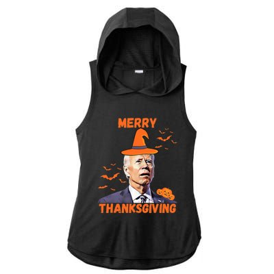 Funny Joe Biden Confused Merry Thanksgiving Happy Halloween Ladies PosiCharge Tri-Blend Wicking Draft Hoodie Tank