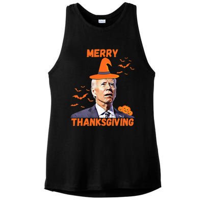 Funny Joe Biden Confused Merry Thanksgiving Happy Halloween Ladies PosiCharge Tri-Blend Wicking Tank