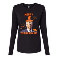 Funny Joe Biden Confused Merry Thanksgiving Happy Halloween Womens Cotton Relaxed Long Sleeve T-Shirt