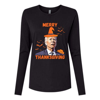 Funny Joe Biden Confused Merry Thanksgiving Happy Halloween Womens Cotton Relaxed Long Sleeve T-Shirt